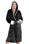 CityComfort Ladies Dressing Gowns Soft Fleece Hooded Women's Robes (M, Charcoal)