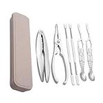 Seafood Tool Set, 6pcs Seafood Opener Tool Kit, Crustacean Set, Stainless Steel Including Storage Box Lobster Cracker Crab Cracker Lobster Fork Sheller Seafood Fork Lobster Pick Spoon Shrimp Tool