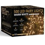 NETTA Christmas Tree Lights 500 LED 12.5m Warm White - 2.5cm Bulb Distance Fairy String Lights Plug in with Timer and Memory Functions - Suitable for Outdoor/Indoor Use