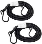 HELIDA Bungee Cords with Hooks, 3/8 Inch Thick Round Bungee Cord Heavy Duty Strong Hooks for Bike Rack, Cart, Trunk, Camping (48 inches 2 pcs, Black)