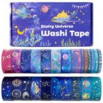 24 Rolls Washi Tape Set - Galaxy Gold Foil Glitter Decorative Masking Tape, Adhesive Tape for DIY Crafts, Bullet Journal, Gift Wrapping, Planners Scrapbooking, Party Decorations, Planners