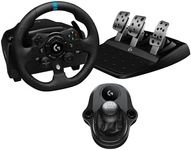 Logitech G G923 Racing Wheel and Pedals, TRUEFORCE Force Feedback, Real Leather + Logitech G Driving Force Shifter - Sim Steering Wheel, Pedals and Gear Stick for Xbox X|S, Xbox One, PC, Mac - Black