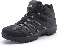 TREKKIN PLUS Men's Waterproof Slip Resistant Hiking Boots Outdoor Trail Trekking Camping Casual Walking Hunting Shoes Mountain Travel Mid Ankle Lace up (Black, Men, 12, Medium)