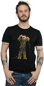 STAR WARS Men's Chewbacca Christmas Lights T-Shirt Medium Black