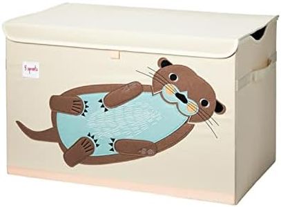 3 Sprouts Large Toy Chest for Kids with Lid and Handles - Collapsible Toy Storage Bin/Trunk/Box/Basket Organizer for Boys & Girls Playroom, Nursery, Otter