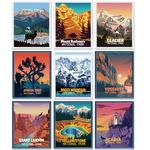 9 Pieces Vintage National Park Posters, National Park Art Prints Nature Wall Art and Mountain Print Set Abstract Travel Unframed for Hikers Campers Living Room Decor, 8 x 10 Inch(National Park)