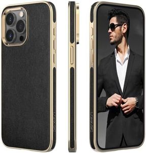 LOHASIC Leather Case for iPhone 15 Pro, Business Luxury Classic PU Leather Elegant Designer Men Cover Soft Non-Slip Grip Women Phone Cases for iPhone 15 Pro(2023) 6.1" 5G - Black