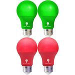 4 Pack LED Red and Green Light Bulbs - 120V E26 Base 9 Watt (60-watt Replacement) - Red and Green Bulbs for Party Decoration, Porch, Home Lighting, Christmas 4 Pack