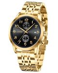 CIVO Gold Watches for Men Chronograph: Stainless Steel Wrist Watches for Men Stylish - Large Face Gents Watch with Date