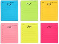 Paper Junkie 6 Pack Small to Do List Sticky Notes, Daily Planning Notepad for Memos, 6 Neon Colors (3 x 3.5 in)