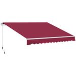 Outsunny 12' x 8' Retractable Awning Patio Awnings Sun Shade Shelter with Manual Crank Handle, UV & Water-Resistant Fabric and Aluminum Frame for Deck Balcony Yard, Red