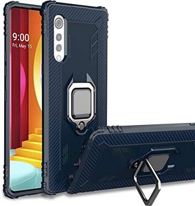 Cavor for LG Velvet Case,for LG Velvet 5G Case,360°Rotation Ring Holder Kickstand [Work with Magnetic Car Mount] Shockproof Scratch-Resistant Protective Cover (6.8")-Navy Blue