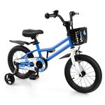 HONEY JOY Kids Bike, 14 Inch Toddler Bikes w/Training Wheels & Handbrake, Steel Frame, Fully Enclosed Chain, Adjustable Handlebar & Seat, Kids Bicycle w/Basket, Girls Boys Bike 3-8