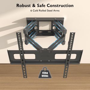 BONTEC Full Motion TV Wall Bracket for 23–70" LED LCD OLED – Double Arm, Swivel, Tilt, 45kg, VESA 400x400