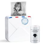 Phomemo M02S Mini Photo Printer Portable Thermal Printer Bluetooth Receipt Printer, 300DPI with 1 Paper Roll and 1 Paper Holder, Compatible with Android&IOS, for DIY Painting, White