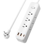 Surge Protector Power Bar - 12-in-1 Power Strip with 9 AC Outlet 3 USB, Flat Plug, Wall Mount Overload Protection, Multi Outlet Wall Plug for Travel, College, Dorm Room Essentials