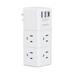 Surge Protector USB Outlet Extender - QINLIANF 3-Sided Multi Plug Outlet with 6 AC Spaced Outlet Splitter and 3 USB Ports with Rotating Plug,Power Strip Spaced Plug Expander for Home, Office, ETL