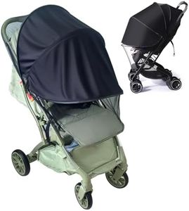 NINESPRING Pare Soleil Poussette Universelle avec Moustiquaire, 2 en 1 Moustiquaire Poussette,Protection Soleil Poussette avec UPF 50+,Respirant, Noir