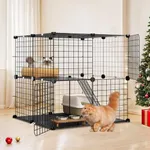 YITAHOME 2-Tier Cat Cage Indoor Outdoor: 28" L x 28" W x 28" H DIY Cat Enclosures Kitten Cage Pet Playpen Metal Kennel for 1-2 Cats Small Animals Ferret Kitty Squirrel