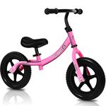 SIMEIQI 12 Inch Balance Bike for 2 3 4 5 Years Old Boys Girls Walking Training Bicycle No Pedal Adjustable Seat and Handlebar (Pink)