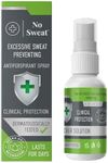 No Sweat Maximum Strength Clinical Antiperspirant Spray, Strong Deodorant for Excessive Sweating & Hyperhidrosis Treatment, Lasts up to 7 Days-50 ML - Packing May Vary