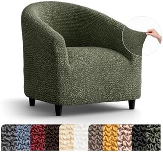 PAULATO BY GA.I.CO. Stretch Barrel Armchair Slipcover 1-Piece – Bi-Elastic Club Chair Cover – Furniture Protector for Tub Armchair Machine Washable – Moss Green (Barrel Chair 20"-27" Wide)