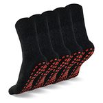 NOVAYARD 5 Pairs Non Slip Grips Socks,Anti Skid Yoga Pilates Barre Hospital Slipper Socks for Women Men(Black,Medium)