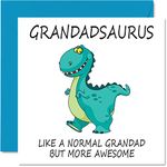 Birthday Cards for Grandad - Grandadsaurus - Grandad Fathers Day Card from Granddaughter Grandson, Happy Birthday Grandad, Dinosaur Birthday Card, 145mm x 145mm Grandparent Funny Greeting Cards