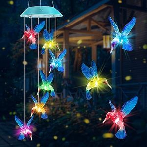 Zeiliuled Solar Hummingbird Gift for Mom Grandma Girls, Color Changing Solar Wind Chimes for Outside, Solar Outdoor Decorative Mobile Lights for Garden, Patio, Window, Party Decors, Gift for Women