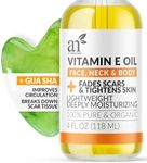 ArtNaturals Face & Body Vitamin E Bio Oil 4.0oz + Gua Sha Facial Tools Set - Organic Moisturizer Skincare for Scars, Stretch Mark, Cellulite & Nails - Great Massage oil for Massaging Joint & Muscles