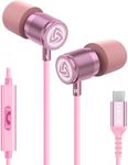 LUDOS Ultra USB C Headphones, 5 Years Warranty, Magnetic USB-C Earbuds for iPhone 16 15 Pro Max Plus Samsung Galaxy S23 Ultra S22 S21 FE S20 Z Flip 3 Fold 4 A53 A54, USB Type C Earphones - Pink