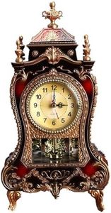 Decorative Table Clock,URMAGIC European Vintage Style Antique Clock with 12 Songs,12x6 Inch Plastic Retro Shelf Clock,Battery Operated Desktop Clock,Decorative Desk Alarm Clocks for Home Room Decor