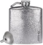 SILVERANT Titanium Hip Flask Canteen, Portable Wine Bottle with Funnel & Screw Cap Clip for Camping, Hiking, Backpacking, Travel, Outdoor Bushcraft- Crystallized