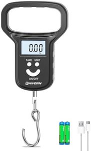 NIVERN Luggage Scale - Dual Power (Battery/Rechargeable), Suitcase Weighing Scales with Extra Wide Handle, Backlit LCD Display, Includes 2 AAA Batteries & USB-C Charging Cable (Black)