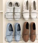 PrimZooty Wall Mounted Shoe Rack 4Pack, with Sticky Hanging Strips, Metal Wall Shoe Storage, Hanging Shoe Organizer for Wall/RV/Door