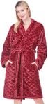PAVILIA Red Womens Robes Lightweight, Knee Length Plush Fluffy Shower Bathrobe for College Dorm Ladies, Soft Fuzzy Cozy with Pockets, L/XL