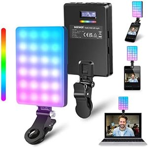 NEEWER RGB LED Light for Phone with Phone Holder & Light Clip, Dimmable CRI 97+ 3 Modes Phone Light, Built in 2000mAh Battery for Tablet/Laptop/Video Conference/TikTok/Selfie/Vlog/Live Stream, VL66C