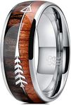 THREE KEYS JEWELRY 8mm Silver Tungsten Wedding Ring with Koa Wood Zebra Wood Two Arrows Inlay Dome Hunting Ring Wedding Band Engagement Ring Size 7.5