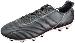 Vizari Classico Firm Ground Men's Soccer Cleats Leather Sports Shoes for Teens and Adults with Superior fit & Comfort | Water Resistant & Anti-Slip Football Cleats - Black/White