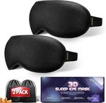 Weighted Sleep Mask, 2 Pack 3D Contoured Eye Masks for Sleep, Best Blackout Sleep Masks for Women Men, Eye Mask for Travel, Meditation, Airplane, Memory Foam, Adjustable Strap (Black)