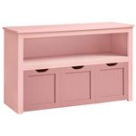 VASAGLE Toy Storage for Kids, Kids Storage Unit, Storage Cabinet with Wheels, 30 x 102 x 60 cm, Kids Bookcase, 3 Drawers, for Living Room, Children's Room, Playroom, Jelly Pink LHS380R02