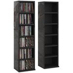 HOMCOM 204 CD Media Display Shelf Unit Set of 2 Blu-Ray Tower Rack w/Adjustable Shelves Bookcase Storage Organiser, High Gloss Black