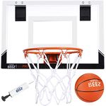 JAPER BEES Mini PRO Over The Door & Wall Mount Basketball Hoop w/Thick Shatterproof Backboard