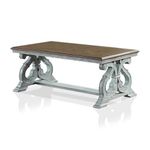 Furniture of America Adelman Solid Wood Coffee Table in Oak and Antique Blue