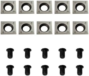 Zorqon 14mm Square Straight Carbide Inserts, 14×14×2.0mm Replacement Cutter Knives for Woodworking and Woodturning, Fits for Grizzly T21348 and Woodworking Spiral Helical Planer Head,10pcs