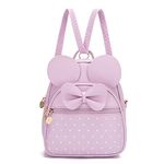 Women Bowknot Polka Dot Cute Mini Backpack Small Daypacks Convertible Shoulder Bag Purse (L.Purple)