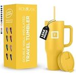 IRON °FLASK Co-Pilot 32 oz Insulated Tumbler w/Straw & Flip Cap Lids - Cup Holder Bottle for Hot, Cold Drink - Leak-Proof - Water, Coffee Portable Travel Mug - Honey Yellow