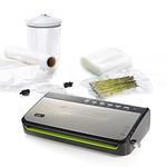 Foodsaver Food Vacuum Sealer Machine with Integrated Roll Storage | Bag Cutter and Delicate Food Mode | Includes Assorted Vacuum Sealer Bags | FFS005, Black