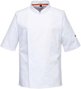 Portwest C738 Mens Mesh Air Pro Chef Jacket - Slim Fit Short Sleeve Workwear White, Large