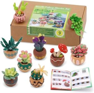 Yizzvb Needle Felting Kit, 9 Pcs Succulent Needle Felt Beginner Kits, Wool Felting Kit Including Wool Roving, Felting Pad, Felting Needles and Instructions for DIY Craft Home Decoration